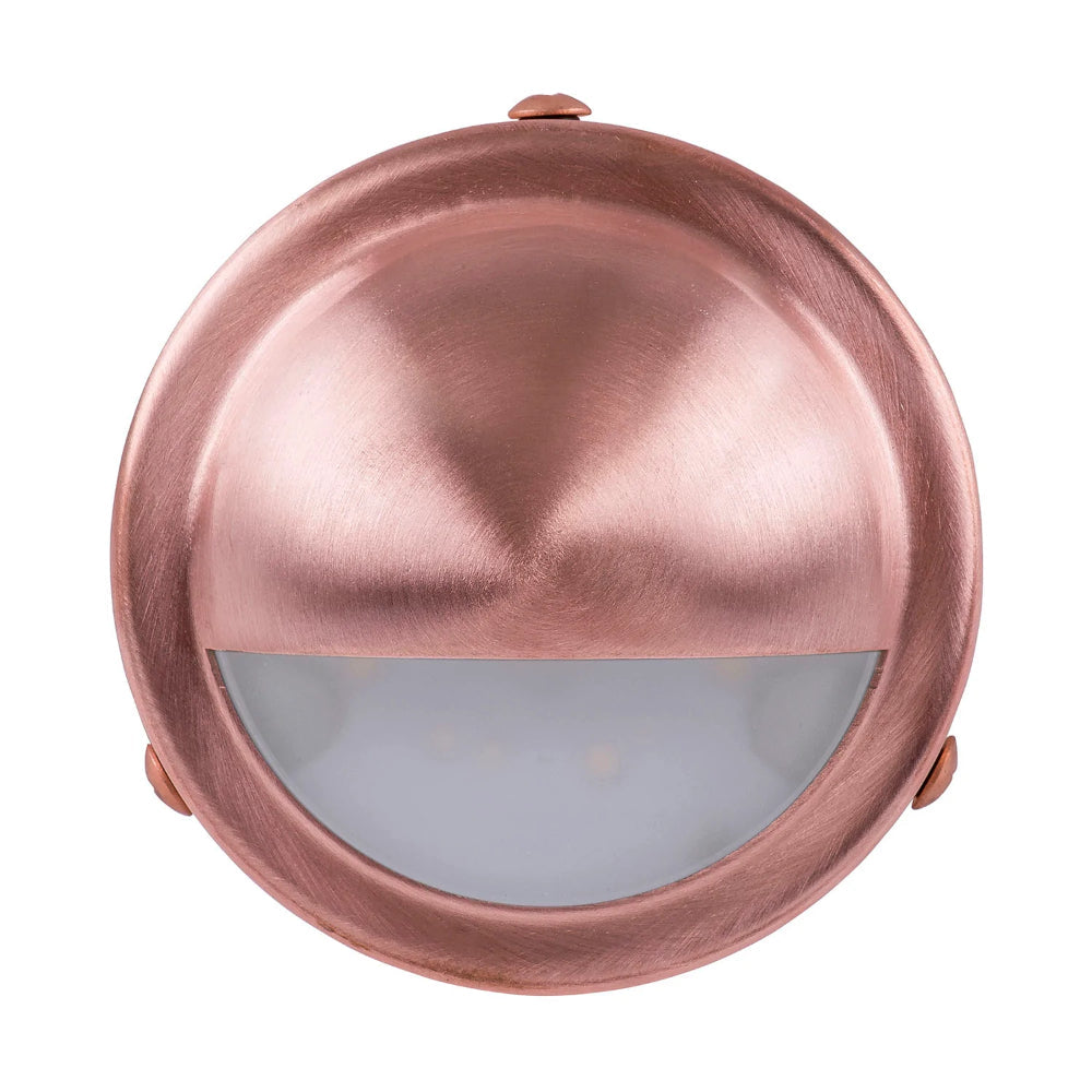 Pinta Surface Mounted Step Light with Large Eyelid 24V Copper Face